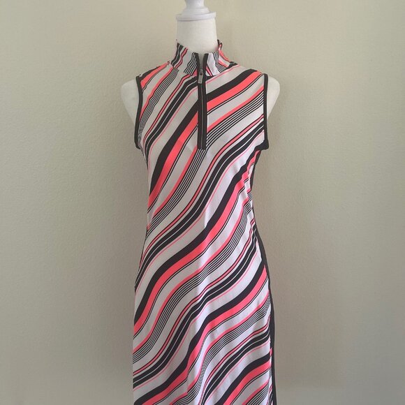 Tail Activewear Dress XS Golf Tennis UPF 50+ Diagonal Lines Mock Neck Zip/Pocket - Picture 1 of 8